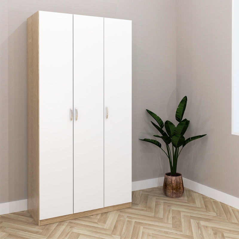 ESCOT 3 Door Wardrobe-Wenge/White+oak